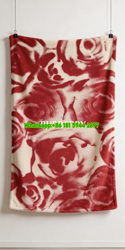 Burberry Red Rose Print Flannel Fleece Sofa Throw Blanket B180